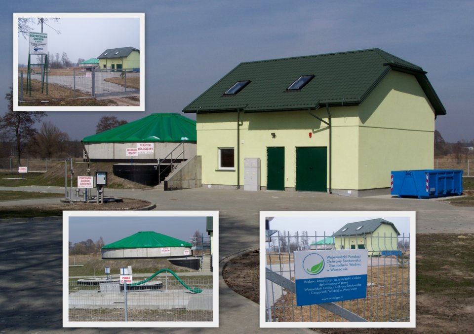 Kompilacja zdjęć pokazująca oczyszczalnię ścieków